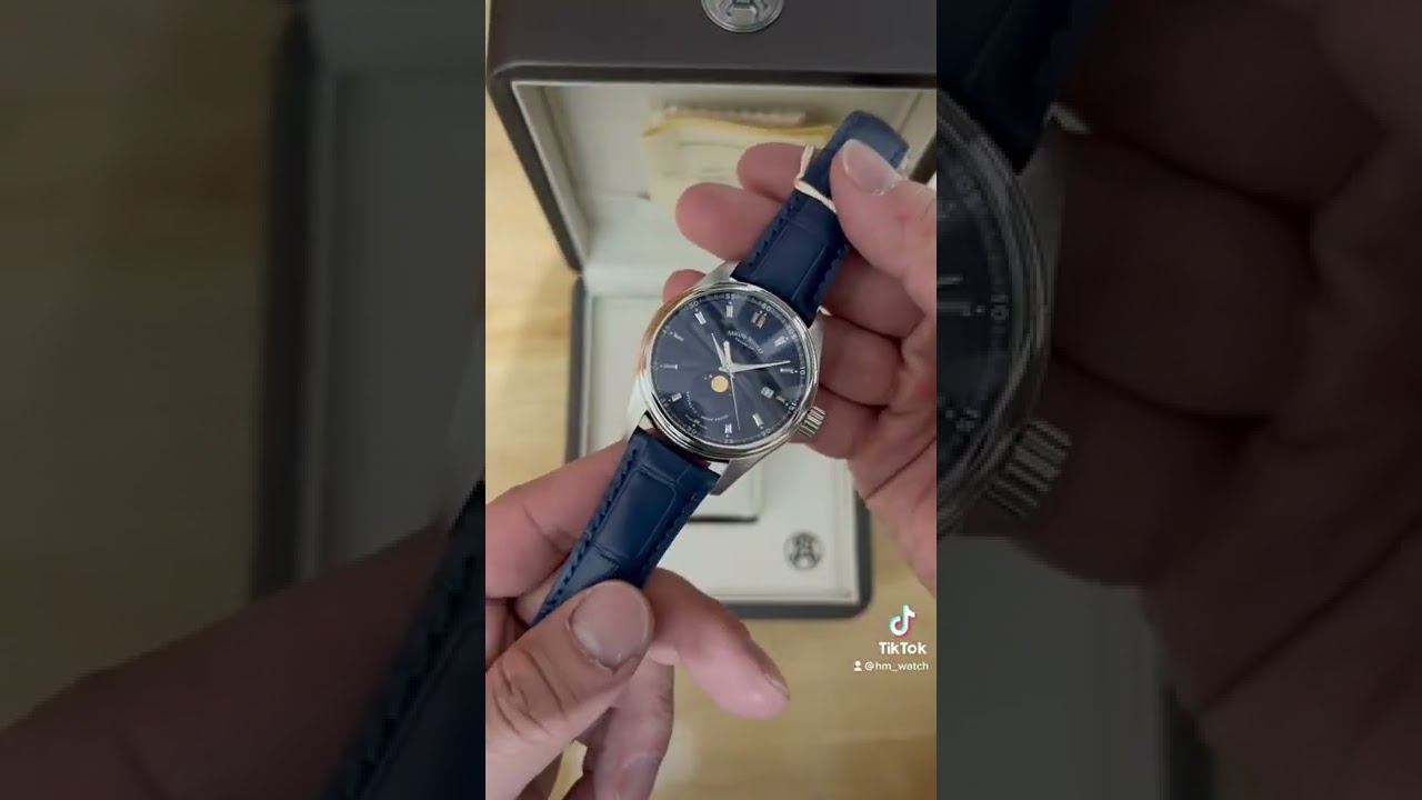 Trên Tay Armand Nicolet Tramelan Moonphase Date blue 42mm