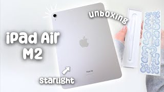 2024 iPad Air M2 Unboxing (Starlight) | Apple Pencil Pro | iPad Case | Aesthetic