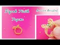 Bakır telden inci boncuk ve kum boncuk ile fiyonk yüzük yapımı. Beaded ring beading tutorial.