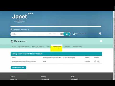 Janet-database: Login with JAMK ID and password and add library card to your account