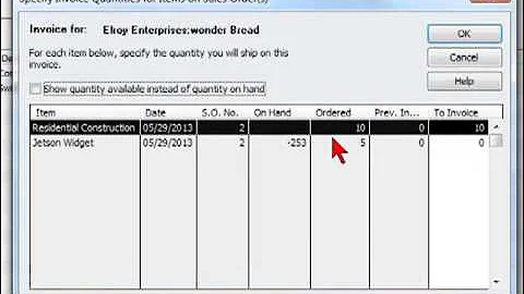Creating Invoices from Sales Orders