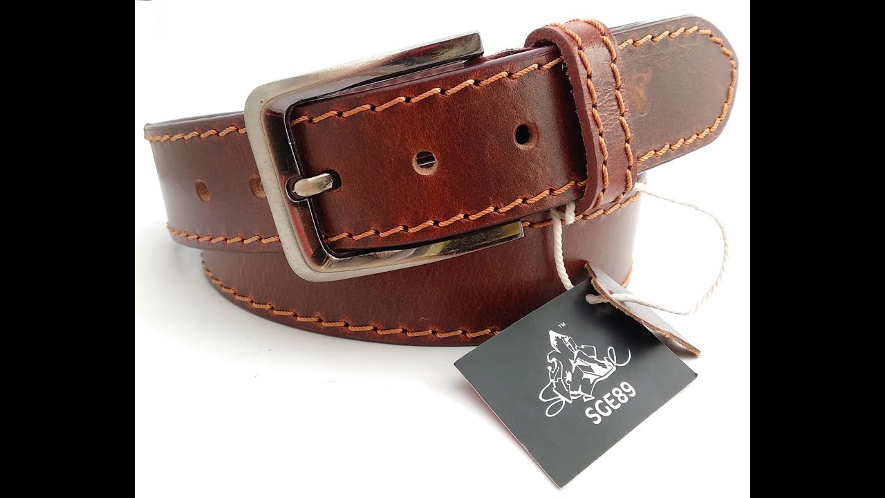 Unique Design Genuine Leather Belt by SGE 89 Cherry Brown