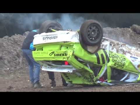 NK Autocross Bunnik 2018, crash voorover Gerbert Paus