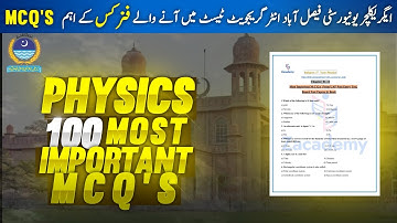 Physics 100 Most important MCQs | UAF Entry Test prep Series | Video # 3