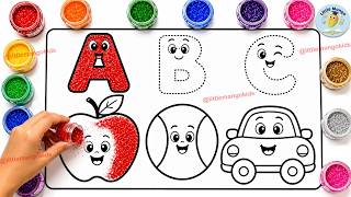 Learn A to Z Alphabet 🍎 | Glitter Coloring for Kids ✨ | ABC Learning for Preschool Kids | Part 5 screenshot 1