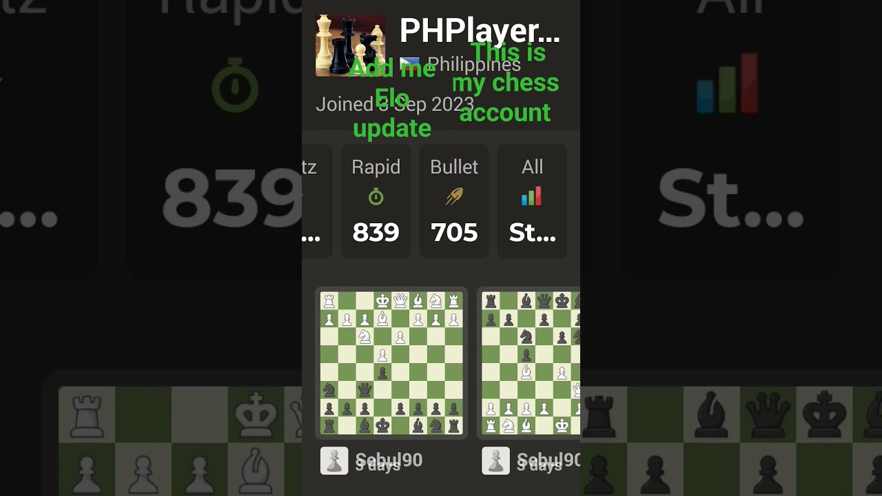 Hello Guys!This is my Chess.com account and my ratings update