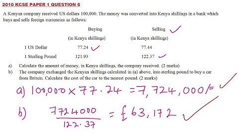2010 KCSE MATHEMATICS  PAPER 1 QUESTION 6