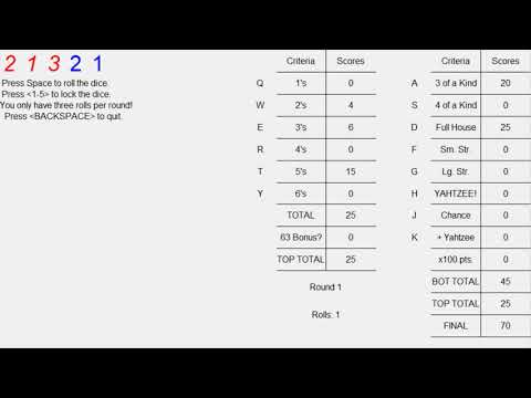 Python Yahtzee