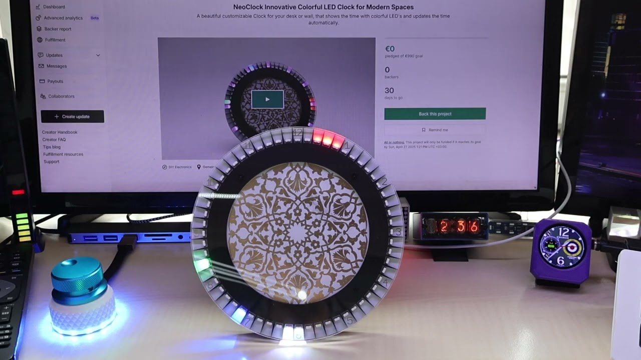 NeoClock Innovative Colorful LED Clock for Modern Spaces, live on