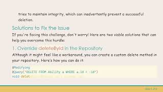 Fixing the deleteById Issue in Spring Data JPA