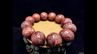 Gelang Kayu Red Cendana Ukiran Wealthy 20mm D416