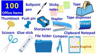 Office Vocabulary in English | 100 Office Items Names | Stationery and Office Supplies List Of Office Supplies In English Stationery Items Vocabulary Words