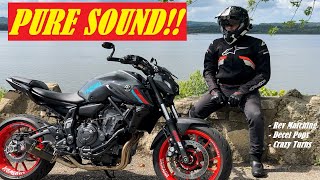 2021 Mt07 With Akrapovic Full Carbon Exhaust And Power Commander V Pure Sound Rider Pov 4K Ep4
