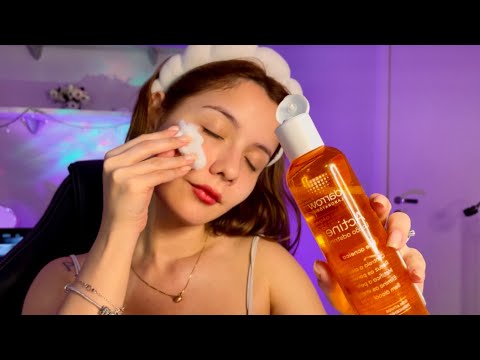 ASMR- ME PREPARANDO PARA DORMIR 😴 (sons de cosméticos, sussurros…)