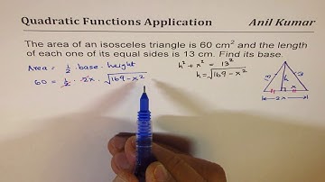 Area of isosceles triangle is 60 with 13 cm sides Find Base Length