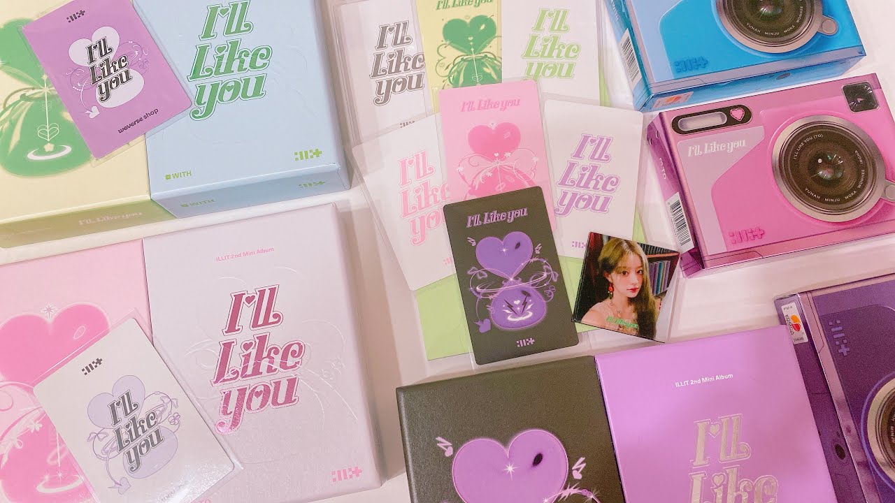 распаковка illit "I'll like you" (сет регулярок и сет gllit версий)