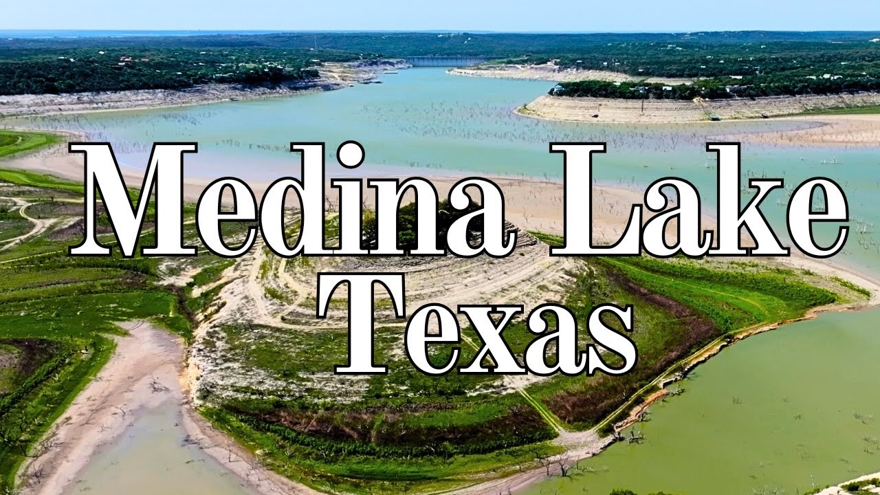 Medina Lake Texas - 4K Drone Footage-HISTORIC LOW Water levels (April 2025-Ambient calming music)