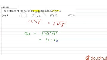 The distance of the point P(-6,8) from the origin is  | 10 | COORDINATE GEOMETRY | MATHS | NCERT...