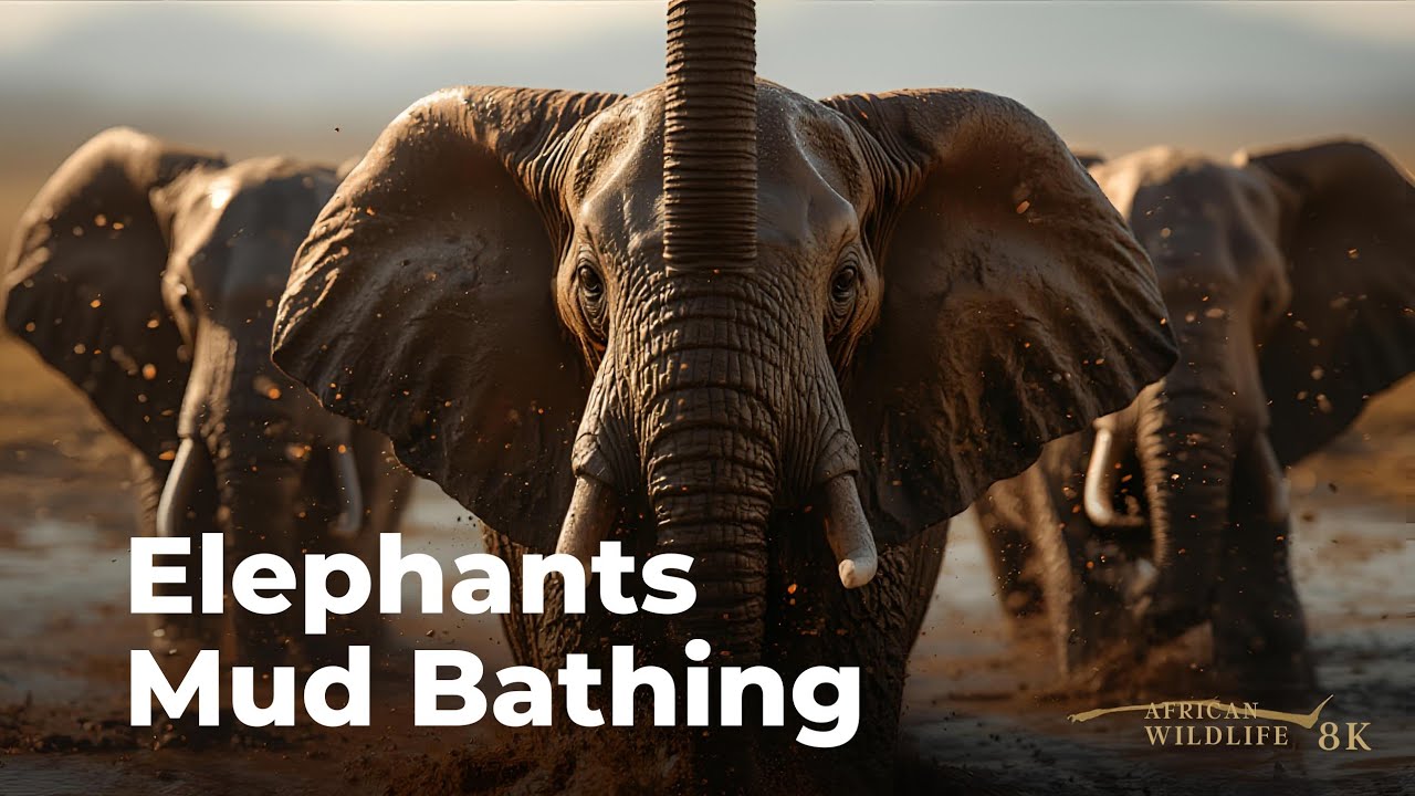 Giant Elephants Cooling Off: Mud Bathing in Amboseli 8K | Kenya Safari