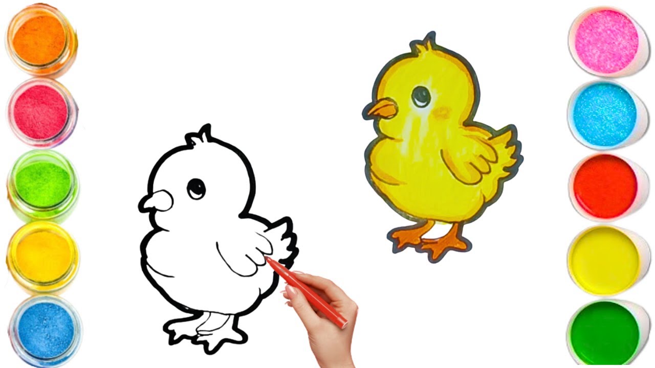 How To Draw cute Baby Chicken Drawing, Painting & Coloring For Kids and Toddlers_🌈🎨