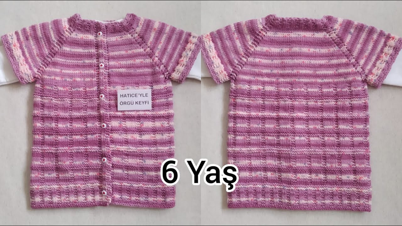 Meral Çocuk Yelek Yapımı 6 Yaş Yakadan Başlama Tek Parça Kolay Basit Şık Kız Bebek Örgü Kazak Tarifi