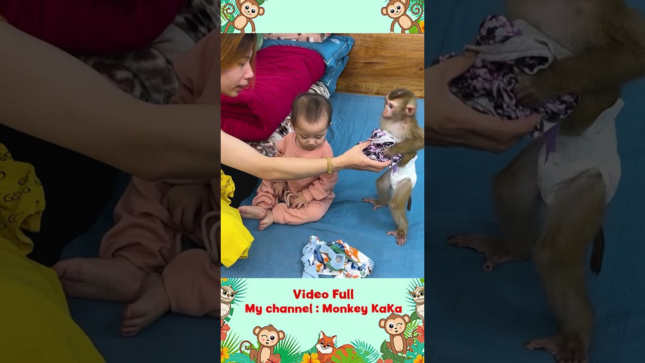 Monkey Hair Red and baby Diem wearing only diapers look so cute