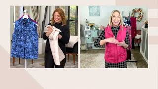 Susan Graver Weekend Printed or Solid Woven Quilted Vest with Hood on QVC
