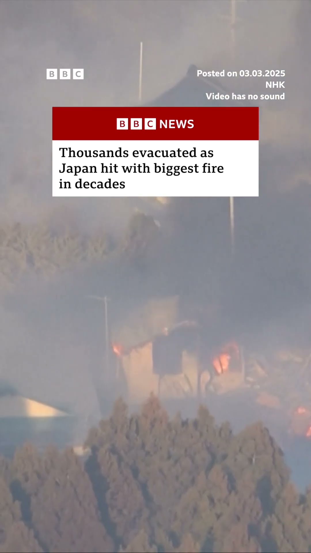 Thousands evacuated as Japan hit with biggest fire in decades. #Japan #Ofunato #BBCNews