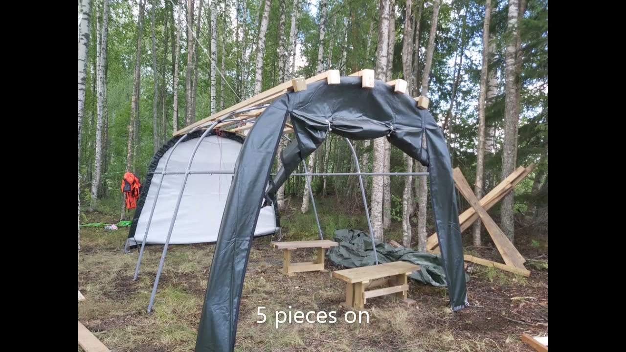 Build a boat shed alone in the forest for Finland winter with shelterlogic