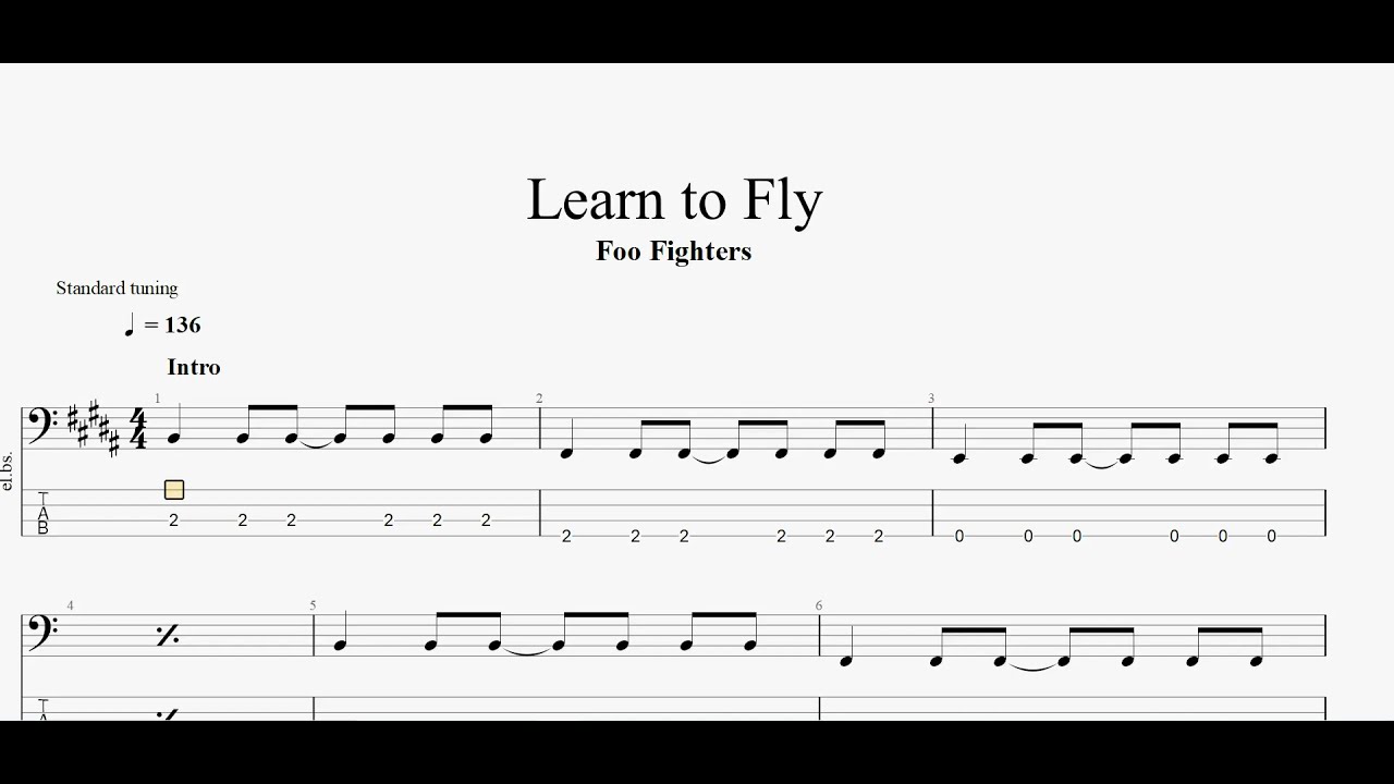 Learn To Fly sheet music for bass (tablature) (bass guitar) (PDF)