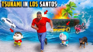 Franklin & Shinchan Surviving🔥 in Biggest Tsunami😨 In GTA 5 ! | The End of Los Santos!😱 | #gta5