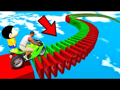  SHINCHAN AND FRANKLIN TRIED THE IMPOSSIBLE INFINITY DOMINO BLOCKS PARKOUR CHALLENGE GTA 5