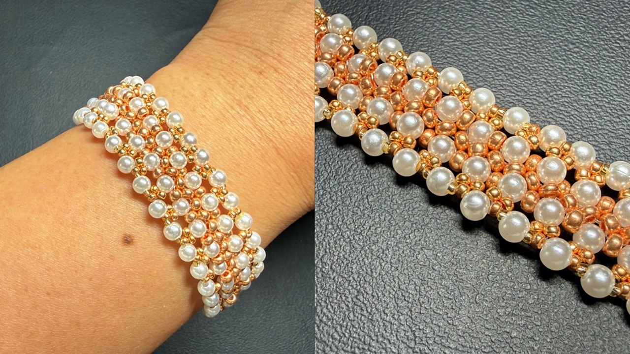 (JEWELRY MAKING) BEADED  BRACELET TUTORIAL || PEARL BRACELET MAKING || DIY BEADS BRACELET