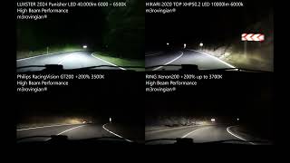 HIGH BEAM LUXSTER Punisher LED, HIKARI VisionPlus LED, Philips RacingVision GT200, RING Xenon200 by m3rovingian 97 views 5 days ago 10 minutes, 48 seconds
