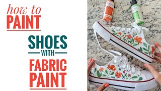 Paint fabric shoes with me!  Painting wild flowers on shoes [Real Time Video]