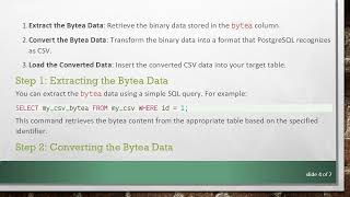 How to Properly Load a CSV File from a Bytea Field in PostgreSQL