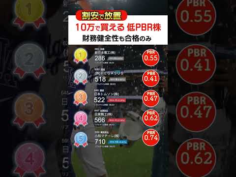 低PBR株ランキング1〜5位【財務も健全を厳選】#低PBR #株ランキング　#テンバガー