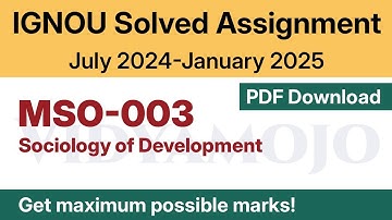 IGNOU MSO 003 Solved Assignment 2024-25 PDF Download | English Medium | Vidyamojo