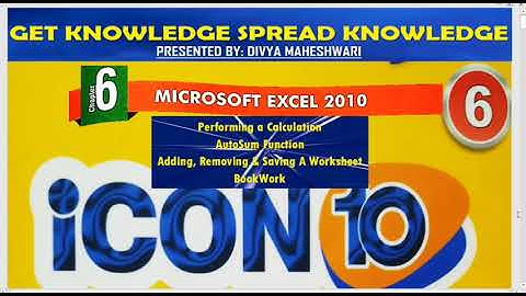 COMPUTER ICON 10 PART-2 CLASS-6 CH-6 MICROSOFT EXCEL 2010