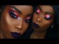 Bright Pink and Purple Cut Crease Makeup Look for Women of Color |Fall |Dark Skin