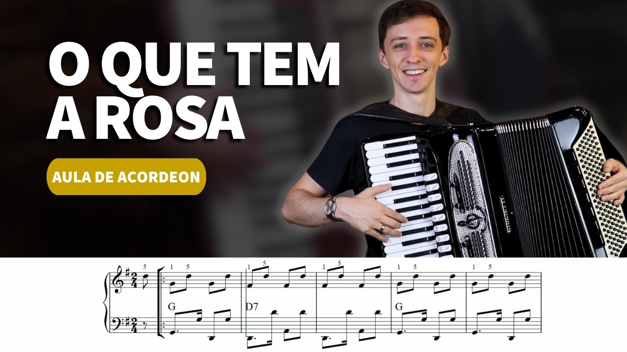 Como tocar O que tem a Rosa  - Serrinha | Aula de Acordeon para Iniciantes