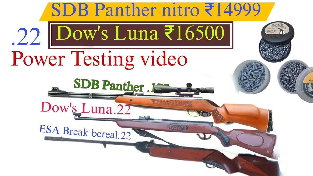 .22 Airgun power old airgun model,.22 brak bereal, side lever dow's Luna, SDB Panther under .177test