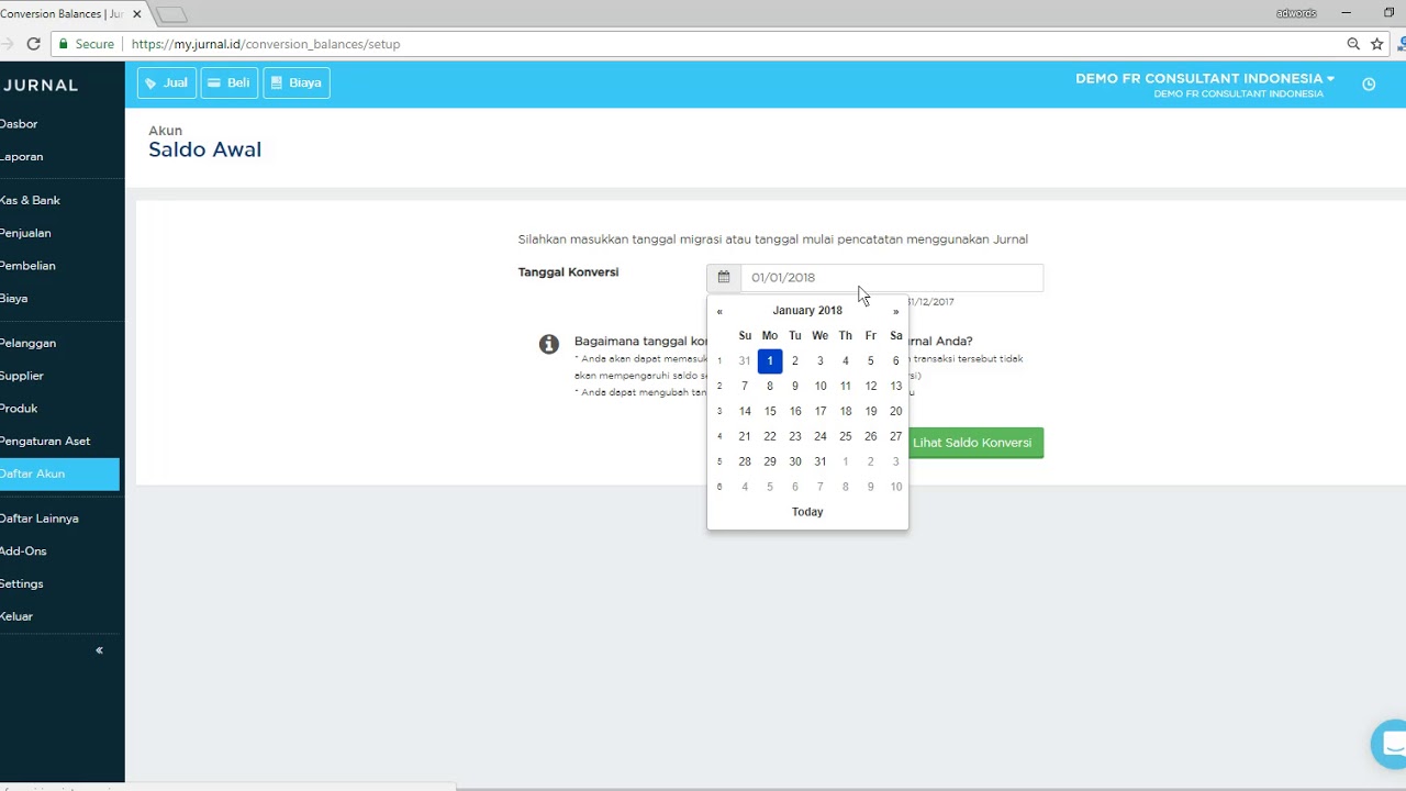 Setup Saldo Awal Aplikasi Keuangan Jurnal Id Youtube