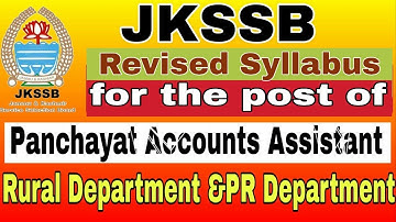 Revised Syllabus for the post of Panchayat Account Assistant
