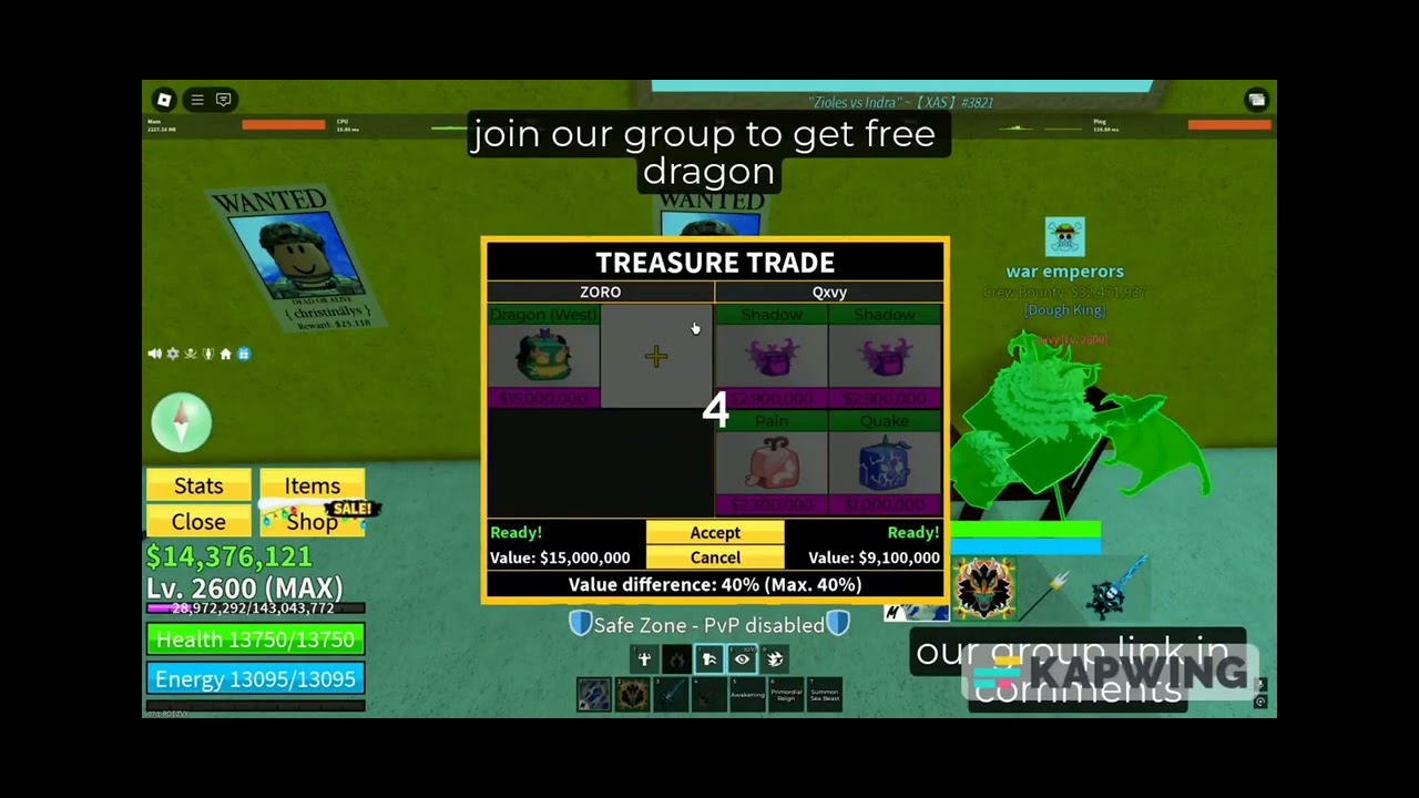 Blox fruits Free dragon fruit join my group | Roblox - YouTube