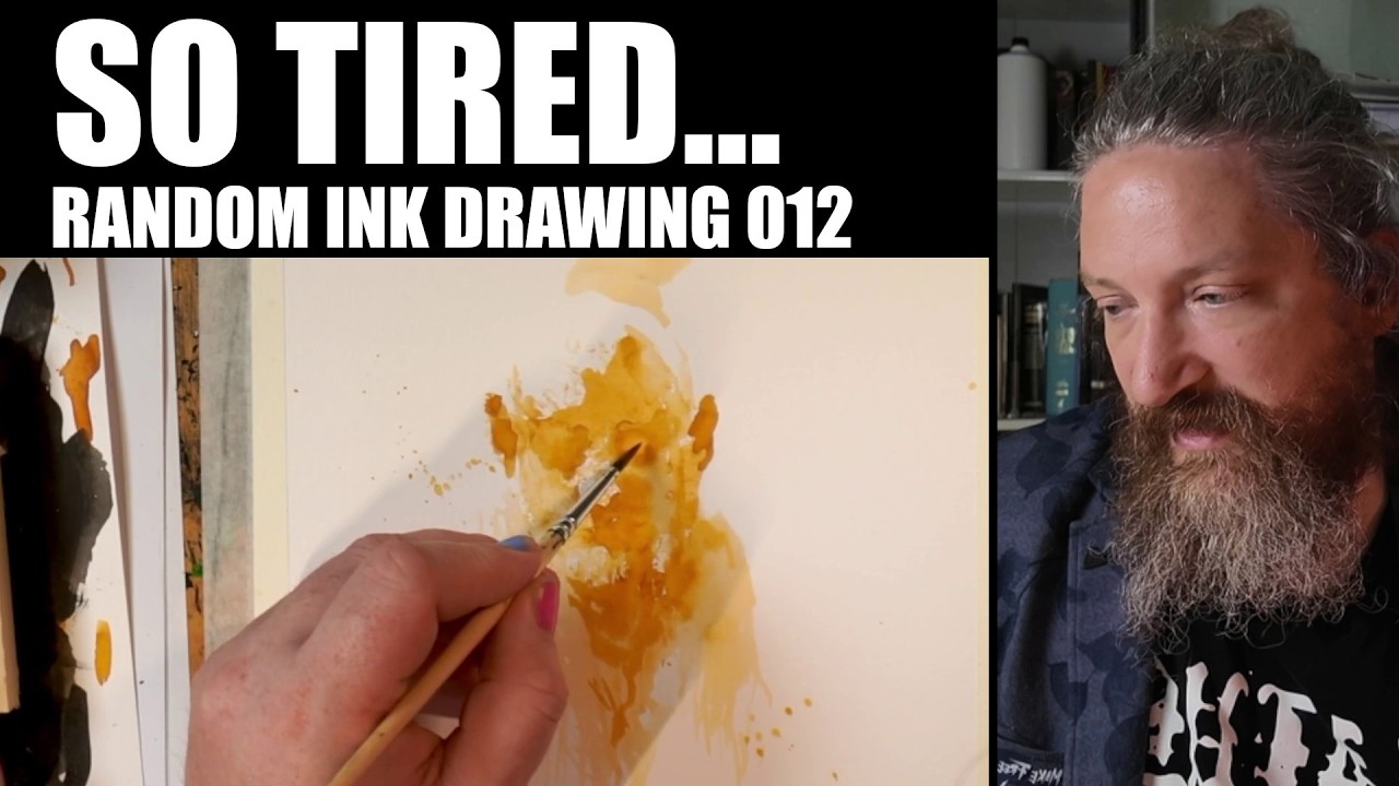 Thumbnail for I'm so tired, but I have to draw my Random Ink Drawing 012
