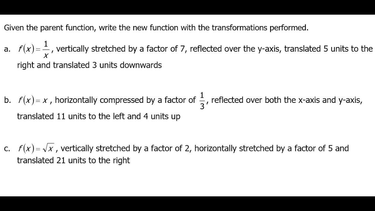 Day 05 (04 to 05) Writing New Function Equations Given Transformations ...