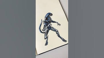 xenomorph drawing#alien #xenomorph  #horror #scifi #fyp