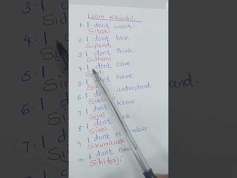 Basic Swahili For Beginners