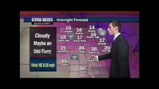 KVRR-TV, Fargo, ND, 9 pm news, Greg Master weather segment, March 21, 2015